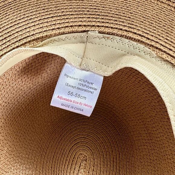 Unbranded Unisex Tan Paper Fedora Hat with Black wrap - Picture 7 of 7